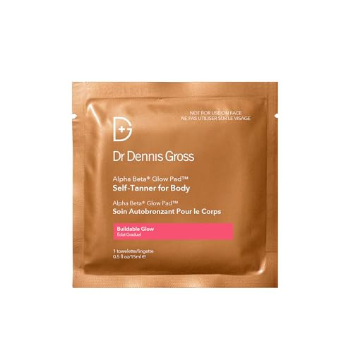 Dr. Dennis Gross Glow Pad Self-Tanner For Body Ãƒ¢Ã¢Š¬Ã¢‚¬Å“ Exfoliating & Anti-Aging Towelette With Ahas & Bhas Buildable Natural Glow Hydrating & Streak- Application 8 Towelettes