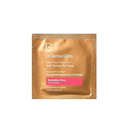 Dr. Dennis Gross Glow Pad Self-Tanner For Face Ãƒ¢Ã¢Š¬Ã¢‚¬Å“ Exfoliating & Anti-Aging Towelette With Ahas & Bhas Buildable Natural Glow Hydrating & Streak- Application 20 Pack
