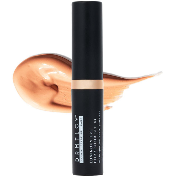 Drmtlgy Luminous Tinted Under Eye Cream Color Corrector Spf 41 For Dark Circles Anti-Aging Hydrating Eye Serum With Peach Undertone Fair