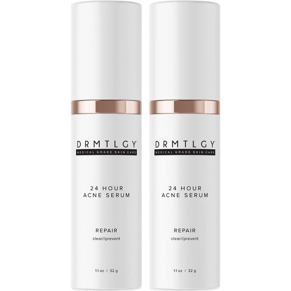 Drmtlgy Acne Spot Treatment And Cystic Acne Treatment. Acne Serum With Micronized Benzoyl Peroxide 5% And Glycolic Acid. 1.1 Oz 2 Pack