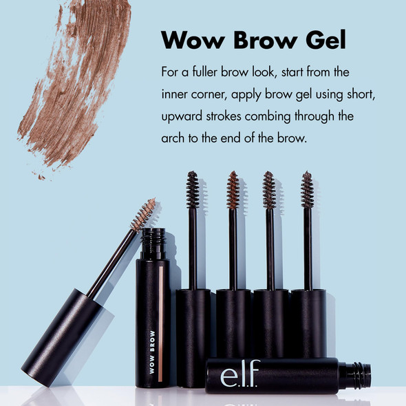 E.L.F. Wow Brow Gel Volumizing Buildable Wax-Gel Hybrid Creates Full Voluminous-Looking Brows Locks Brow Hairs In Place Neutral Brown