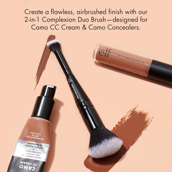 E.L.F. Complexion Duo Brush Makeup Brush For Applying Foundation & Concealer Creates An Airbrushed Finish Made With Vegan Cruelty- Bristles