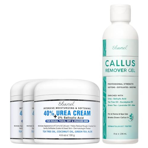 Ebanel Bundle Of 40% Urea Cream 3-Pack And Callus Remover Gel