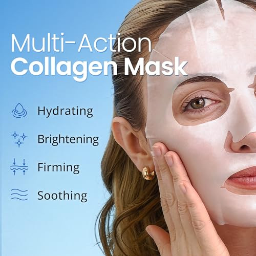 Ebanel 20 Pack Collagen Face Mask With Hyaluronic Acid Vitamin C Peptide Aloe Instant Brightening Hydrating Face Masks Skincare Korean Sheet Mask Skin Firming Lifting Anti Aging Facial Masks