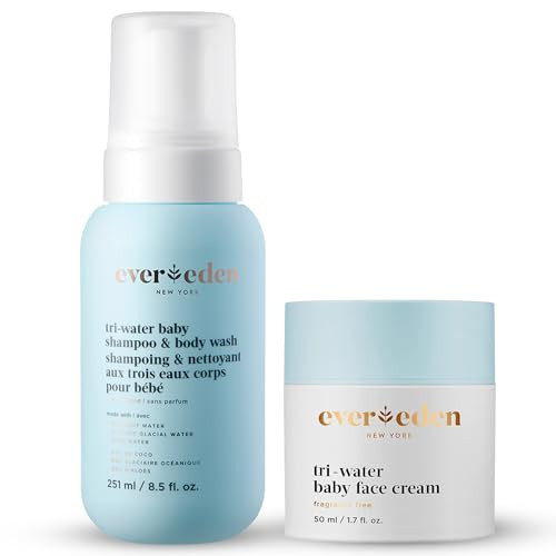 Evereden Tri-Water Collection: 2-In-1 Cooling Baby Shampoo And Body Wash Baby Face Cream Water From Glaciers Aloe And Coconut - Moisturize Soothe Refresh  Clean And Safe Care For Little Ones