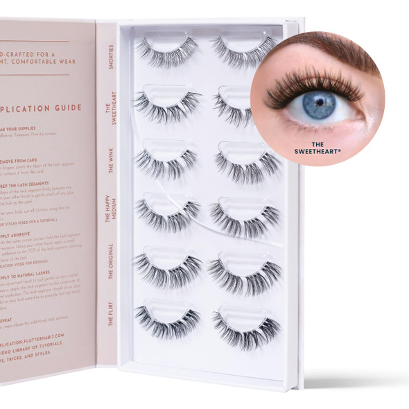 Flutterhabit Classic Collection Box Diy Lash Extensions Lash Clusters Kit Up To 10 Day Wear Natural & Classic Lashes Salon Quality Eyelashes Extensions 6 Sets Of Lashes No Lash Glue Included