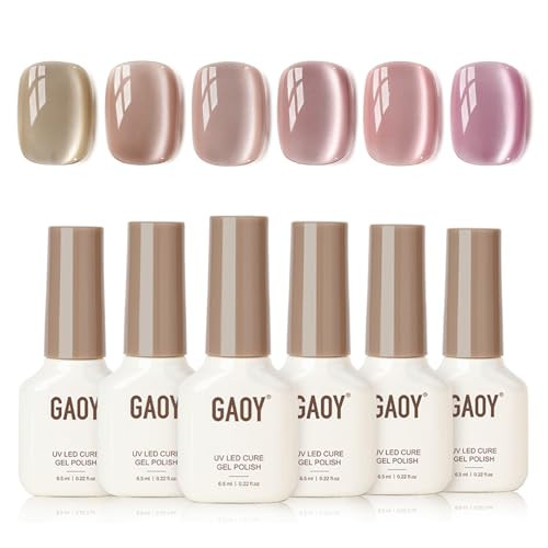 Gaoy Cat Eye Gel Polish Kit With Magnet 6 Colors Glitter Nail Polish Set Summer Nail Art Soak Off Uv Cure Gel For Diy Manicure At Home And Salon Purple Pink