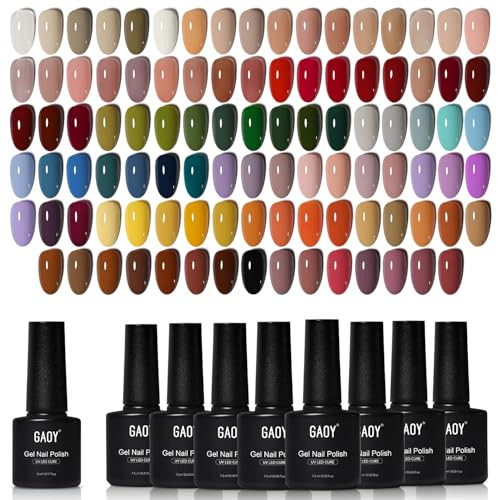 Gaoy 108 Pcs Gel Nail Polish Set 100 Colors All Season Gel Polish Kit Red White Black Purple Green With 8 Pcs Soak Off Base Glossy Matte Top Coat & Builder For Nail Art Diy Manicure At Home