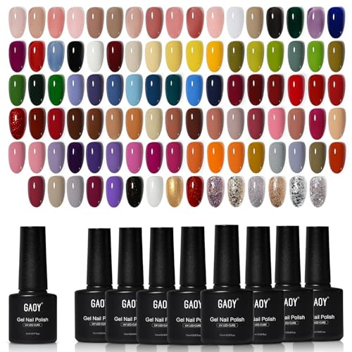 Gaoy 108 Pcs Gel Nail Polish Set 100 Colors All Season Gel Polish Kit Red White Black Purple Green With 8 Pcs Soak Off Base Glossy Matte Top Coat & Builder For Nail Art Diy Manicure At Home