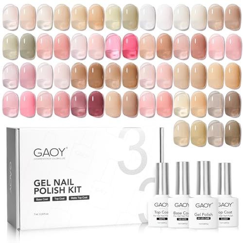 Gaoy Jelly Gel Nail Polish Kit 33Pcs Sheer Pink Gel Polish Set With Glossy & Matte Top Coat And Base Coat For Nail Art Diy At Home Mint Jelly
