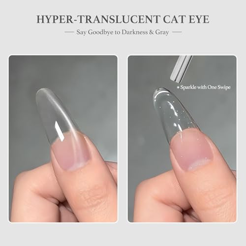 Gaoy Glassy Cat Eye Gel Nail Polish 16Ml Glitter Holographic Uv Gel Polish With Magnet Reflective Translucent 2341 Silvery Moonlight