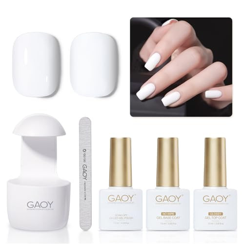 Gaoy 3 Pcs Gel Nail Polish Kit With Mini Uv Light Include Black Gel Polish Base Coat And Top Coat For Nail Art Diy