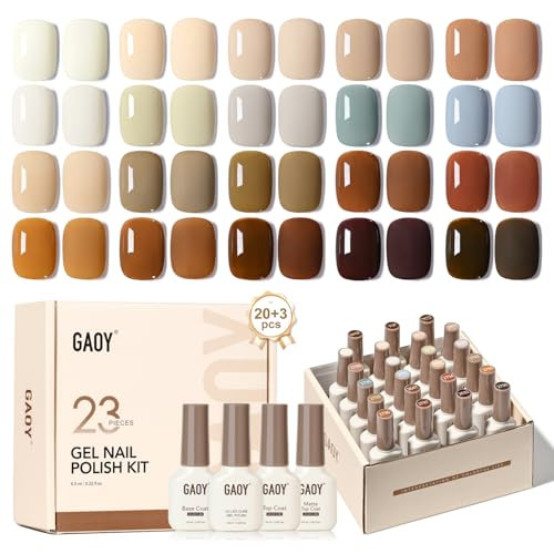 Gaoy 23 Pcs Gel Nail Polish Kit Pastel Macaron Colors Bright Pink Green Yellow Blue Popular Colors Uv Gel Nail Polish Set With Glossy & Matte Top Coat And Base Coat For Nail Art Diy Gel Nail Kit