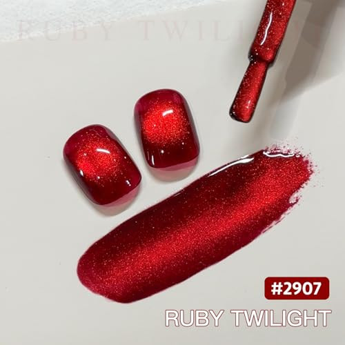 Gaoy Red Cat Eye Gel Nail Polish And Gel Top Coat And Base Coat Set