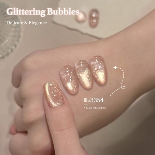 Gaoy Blue Bubble Cat Eye Gel Nail Polish 16Ml Holographic Glitter Jelly Nail Polish With Magnet Reflective Translucent Uv Gel For Manicure Art Diy 3355 Ocean Mirage