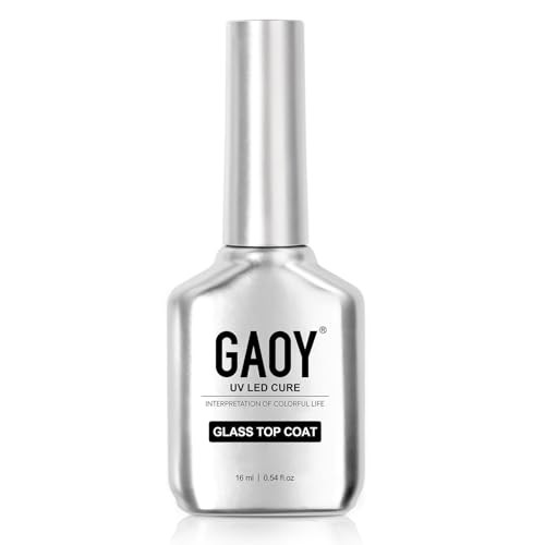 Gaoy 16Ml Crystal Glassy Gel Top Coat No Wipe Clear Finish For Gel Nail Polish High Gloss For Long Lasting Uv Nail Art
