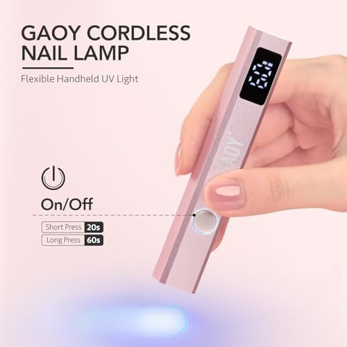 Gaoy Cordless Nail Lamp With Stand Mini Handheld Uv Light With Lcd Display For Gel Nails Rechargeable Usb Nail Dryer For Fast Curing Silver
