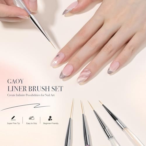 Gaoy 8 Pcs Nail Brushes For Nail Art Nail Design Tools For Nail Detail Painting French Liner And Dotting Pens For Nail Diy