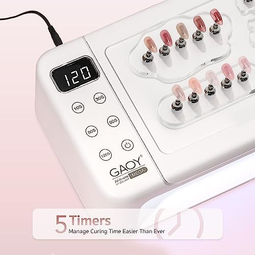 Gaoy Professional Nail Curing Lamp For Salon Mega Uv Led Light For Gel Nails With Arm Rest And Retractable Tray 5 Timers Lcd Display And Infrared Sensor