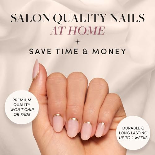 Glamnetic Press On Nails & Brush On Nail Glue Bundle - Goal Digger  Glossy Semi-Transparent Short Round Nails Reusable  Super Strong Nail Glue  Mess- Durable & Long-Lasting