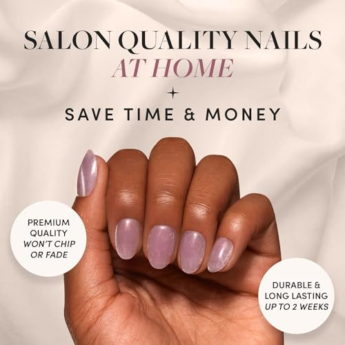 Glamnetic Press-On Nails Bundle - Fairy Dust La Perle Goal Digger Beige-Pink Oval  Squoval White French Tips  Glossy Semi-Transparent Short Round  Reusable Nail Kits