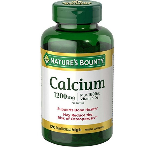 Nature's Bounty Calcium Plus Vitamin D 1200mg, 100 Softgels (Pack of 2)