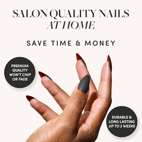 Glamnetic Press-On Nails Bundle - Red Bottom Fall Mauve & Goal Digger  Red Accent Dual Side Medium Almond Fake Nails  Natural Short Round False Nails With Gold Foil  Muted Blush Mauve Short Oval F