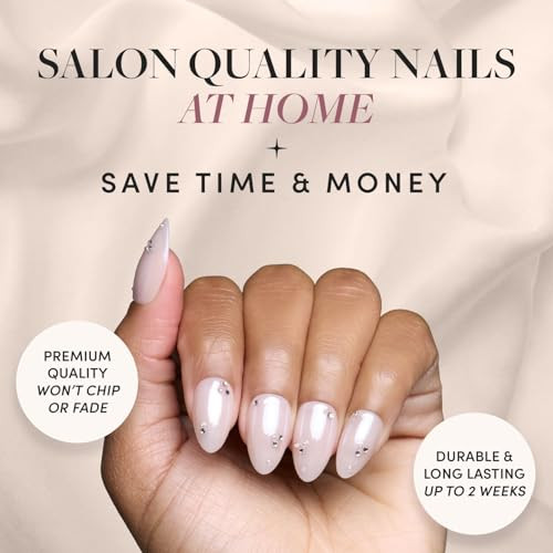 Glamnetic Press-On Nails Bundle - First Dance & Hailey  Short Almond Fake Nails With 3D Gemstones  Glazed Short Almond False Nails  Reusable Salon-Quality Nail Kits