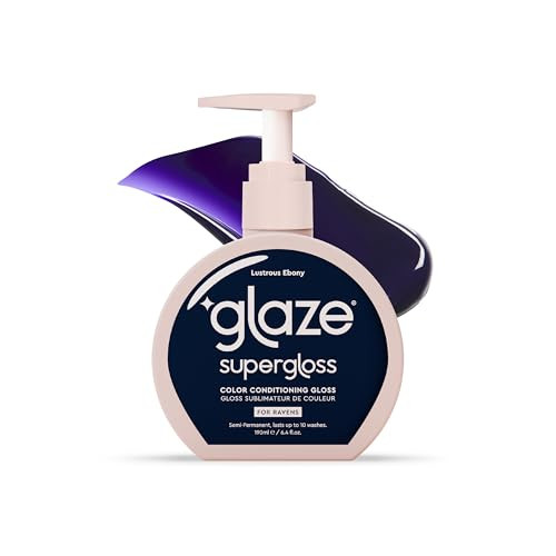 Glaze Supergloss Color Conditioning Gloss With Dispensing Pump Ãƒ¢Ã¢Š¬Ã¢‚¬Å“ Hydrating Semi-Permanent Color Hair Gloss & Shine Boost Ãƒ¢Ã¢Š¬Ã¢‚¬Å“ Vegan Cruelty- Ãƒ¢Ã¢Š¬Ã¢‚¬Å“ 6.4 Fl Oz - Lustrous Ebony - Blue Black
