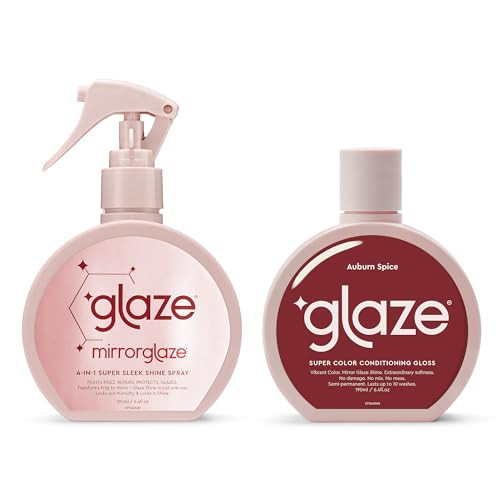 Glaze Auburn Spice Color Conditioning Gloss And Mirror Shine Spray Bundle - For Light-Medium Brown & Natural Red Hair