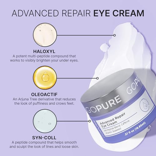 Gopure Advanced Repair Eye Cream - Under Eye Cream For Puffiness Bags And Dark Circles Visibly Improve The Look Of Fine Lines Wrinkles And Crows Feet - 0.57 Fl Oz