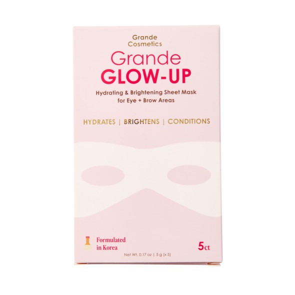 Grande Cosmetics Grandeglow Up Sheet Mask Set - For Hydrated Brighter-Looking Eye & Brow Areas (5 Count)