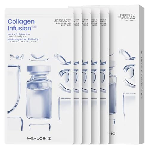 Healoine Bio-Collagen Real Deep Facial Mask Overnight Korea Hydrating Collagen Face Masks Pore Minimizing Elasticity Improvement Hydrogel Sheet Mask For All Skin Type Skincare 5 Pack