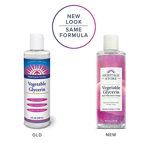 Heritage Store Vegetable Glycerin Soothing Moisturizer Oil  Hydration For Skin Care Hair Care Face & Body Diy Beauty Products & More Soothes & Softens Made Without Parabens Vegan 8Oz