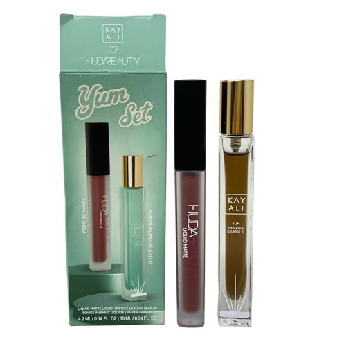 Huda Beauty Yum Pistachio Gelato Power Duo - Yum Pistachio Gelato 33 Edp Intense (Travel Spray) And Liquid Matte Ultra-Comfort Transfer-Proof Lipstick In Queen Of Sheba