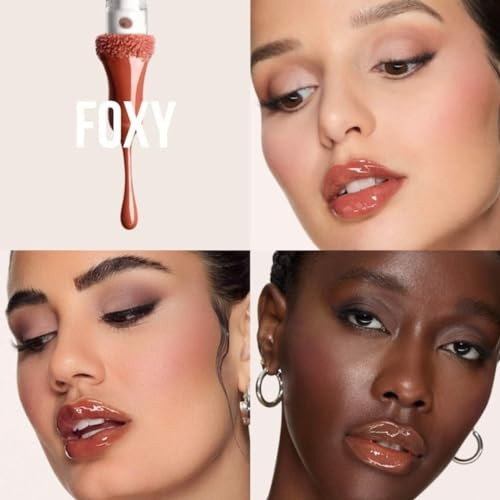 Huda Beauty Faux Filler Extra Shine Lip Gloss - Foxy (Caramel Brown) - .13 Fl Oz / 3.9 Ml