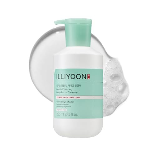 Illiyoon Gentle Deep Facial Cleanser  Low Ph Gel-To-Foam Face Wash For Sensitive Skin Hydrating Gel Cleanser & Daily Makeup Remover Korean Skincare 8.45 Fl.Oz.