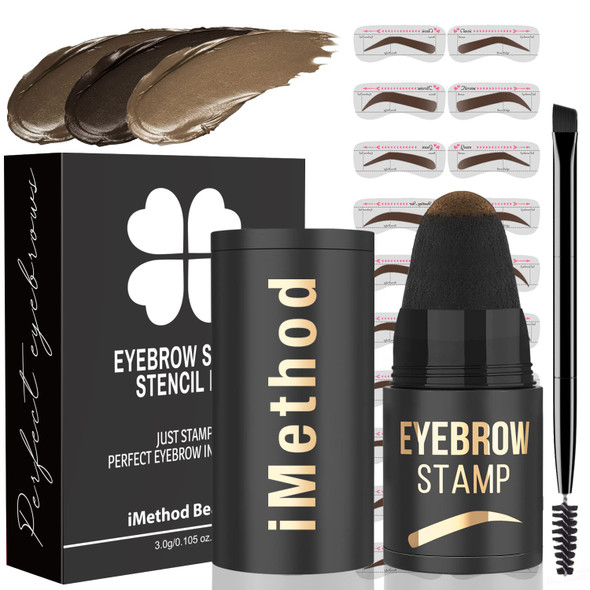 Imethod Eyebrow Stamp And Eyebrow Stencil Kit - For Perfect Eyebrow Makeup Eyebrow Pomade 20 Eye Brow Shaping Kit Easy To Use Long-Lasting Brown