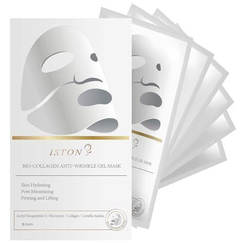 Iston Bio-Collagen Real Deep Mask 8 Ea - Overnight Hydrating Sheet Mask For Rough And Dry Skin With Patented Porous Structure Hydrogel Type