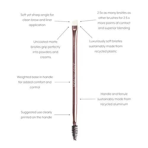 Jenny Patinkin Luxury Sustainable Eyebrow Brush Precision Eyeliner Brush Professional & Travel Size Eye Makeup Brush With 2.5X More Soft Bristles For Luxurious Feel & Flawless Application