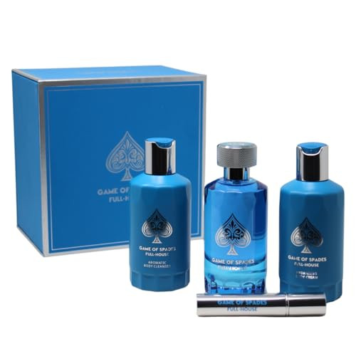 Jo Milano Game Of Spades Full-House 4Pcs (3.4Oz Parfum 6.8Oz Body Cleanser 6.8Oz Body Cream 0.27 Oz Refillable Atomizer) - Unisex Whole Body Skin Care Set
