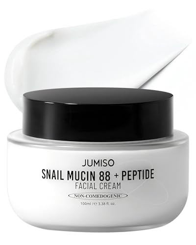 Jumiso Snail Mucin 88 Peptide Cream - Korean Face Moisturizer 5-Peptide Complex Collagen Boost Hyaluronic Acid Niacinamide Damaged Skin Repair - Sensitive Skin Non-Comedogenic 3.38 Oz.