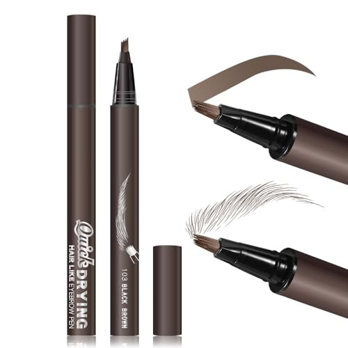 Kaely 2Pcs Eyebrow Pencils For Women 4 Tip Magical Precise Waterproof Brow Pen Microblading Eyebrow Contouring Pen Lapiz De Cejas 3D Eye Brow Gel 24H Smudge Proof 02 Dark Brown
