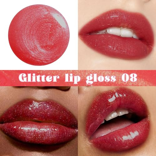 Kaely Hydrating Glitter Lip Gloss Moisturizing Shimmer Liquid Lipsticks For Women High Shine Lip Stain Makeup Long Lasting Waterproof Non-Sticky Vegan & Cruelty- 02
