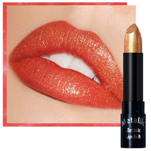 Kaely Glitter Metallic Lipstick Shimmer Metallic Lipsticks For Women High Pigmented Lip Color Long Lasting Waterproof Smudge Proof 24 Hour Halloween Makeup Vegan & Cruelty- 06