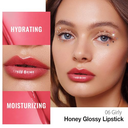 Kaely Dusty Pink Honey Glossy Lipstick For Women Moisturizing Shine Lipstick For Dry Lips Hydrating Nourishing Tinted Lip Balm Sheer Lightweight Lip Gloss Stain Makeup Vegan & Cruelty- 01