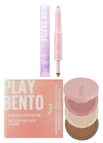 Kaja Wink Dazzle 02 Champagne Sequin + 3-In-1 Blendable Sculpting Trio - Play Bento 01 Butter Up Bundle