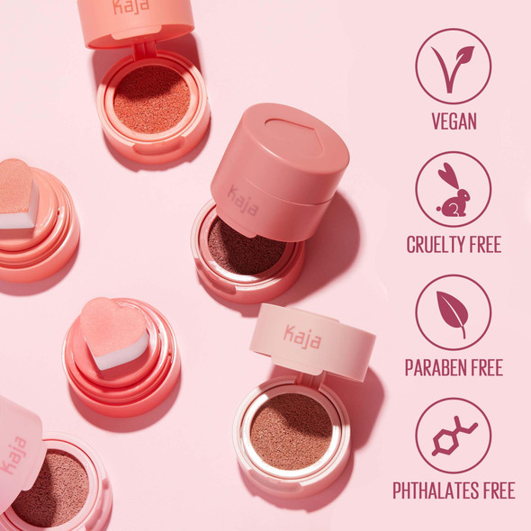 Kaja Blusher - Cheeky Stamp 01 Coy  Kbeauty Cute Makeup Buildable & Blendable Shade With Heart-Shaped Applicator Sunkissed Finish Travel Size Hygienic Portable Korean Makeup 0.17 Oz
