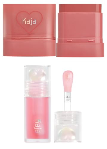 Kaja Dewy Bar - Creamy Multi-Stick Blusher & Lip Balm 06 Grapefruit Gelato 10G + Juicy Glass Lip Oil 01 Rose Hip Spritz Bundle