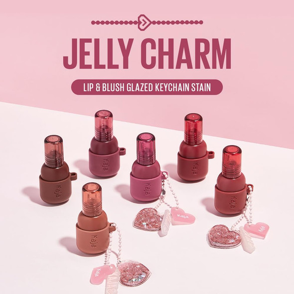 Kaja Lip & Blush Glazed Keychain Stain - Jelly Charm 02 Squeeze Guava  With Triple Berry Complex Lemon Fruit Extrac & Olive Squalane Hydrating Long Lasting Lip Tint